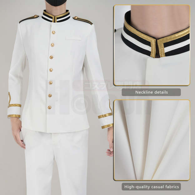 HOLOUN Axis Powers Anime Kiku Cosplay Costume White Uniform Jacket Pants Cos Convention Gift Daily Wear