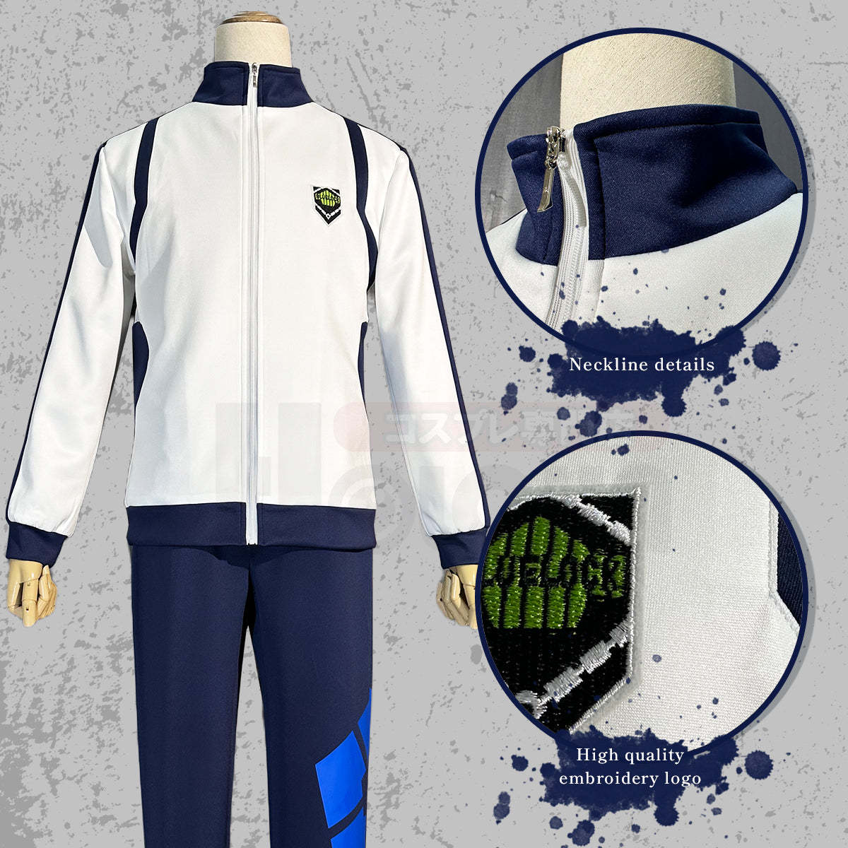 HOLOUN Anime Reo Nagi Bachira Isagi Chigir Cosplay Costume Full-Zip Pocket Sportswear Tracksuit Embroidery Hoodie