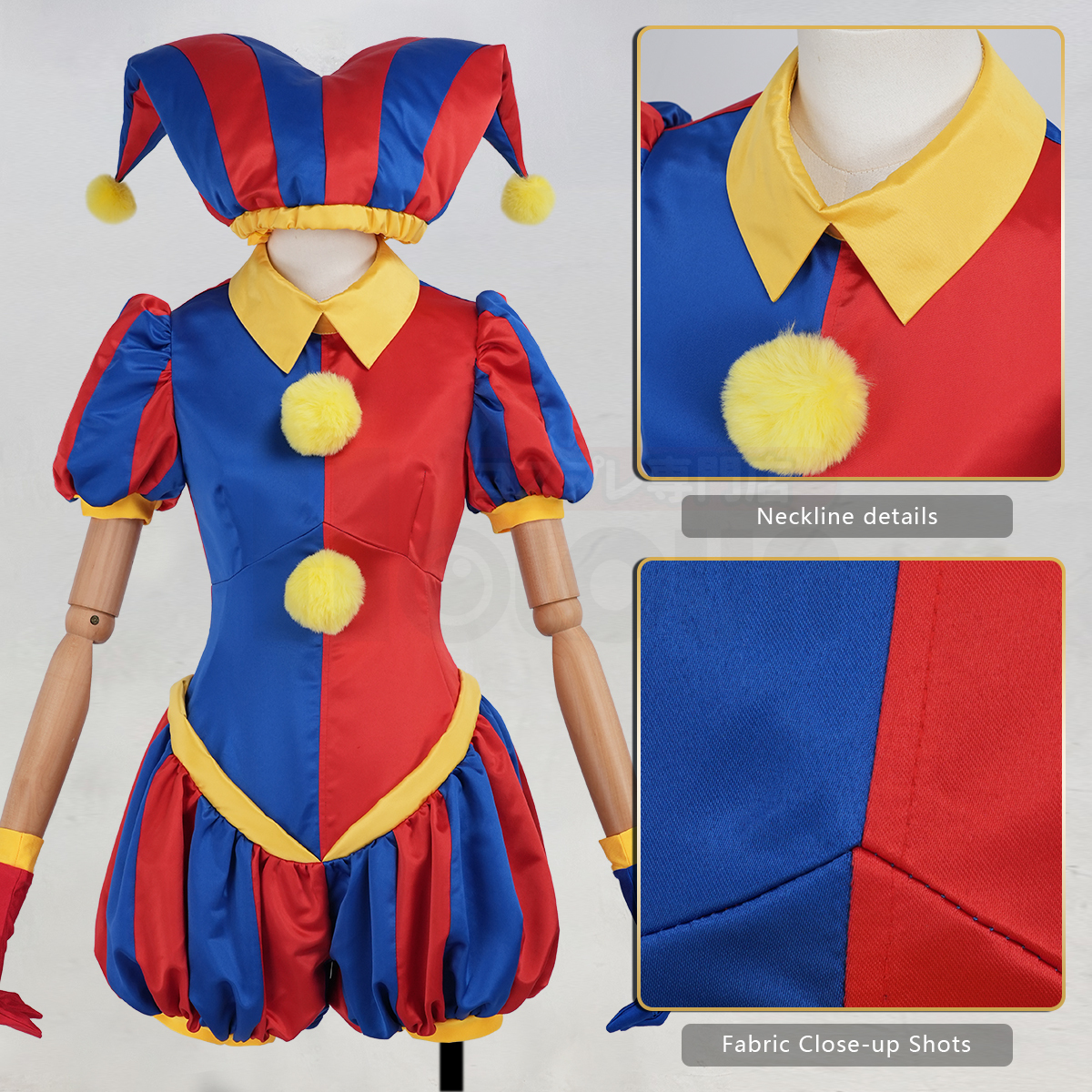HOLOUN Circus Anime Pomni XDDCC Cosplay Costume Party Convention Halloween Christmas Upgraded Jumpsuit Clown Hat Gloves