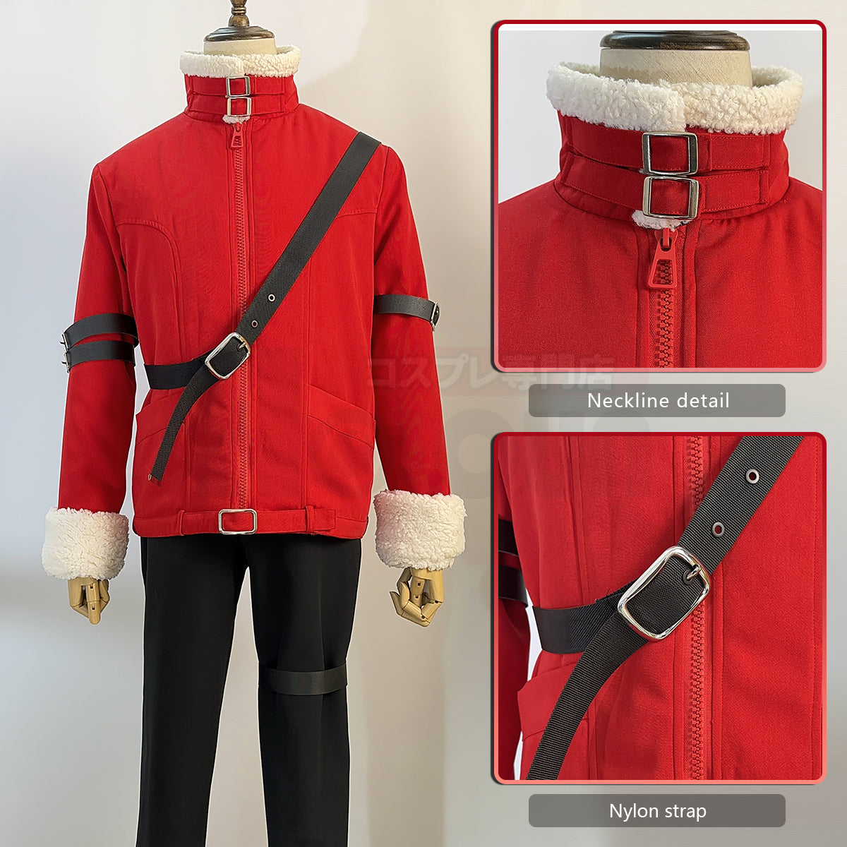 HOLOUN Frieren Beyond Journey's End Anime Stark Cosplay Costume Wig Red Winter Jacket Black Pants Halloween Christmas Convention