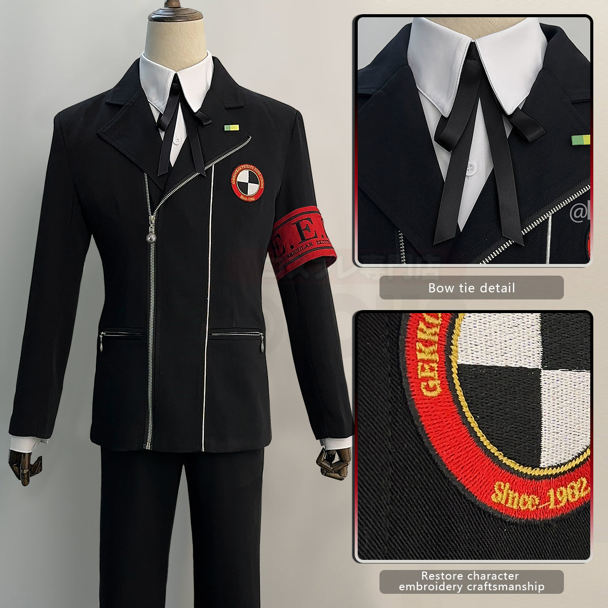 HOLOUN Game P3 Makoto Yuki Cosplay Costume Wig Gekkoukan High School Uniform Embroidery Suit Pants Shirt Daily Wearing Gift