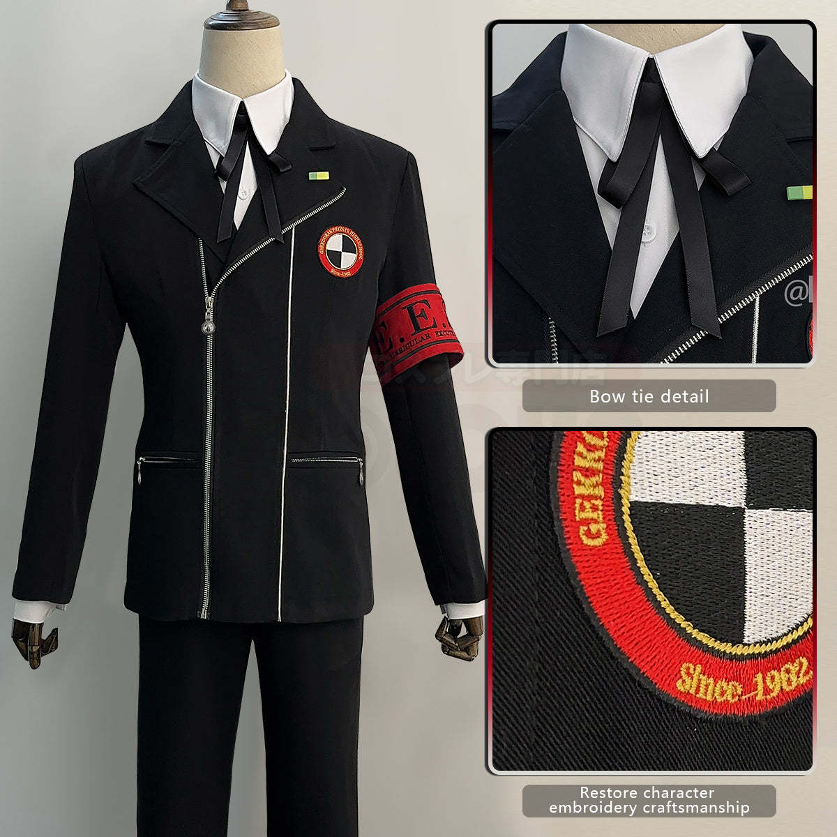 HOLOUN Game P3 Makoto Yuki Cosplay Costume Wig Gekkoukan High School Uniform Embroidery Suit Pants Shirt Daily Wearing Gift