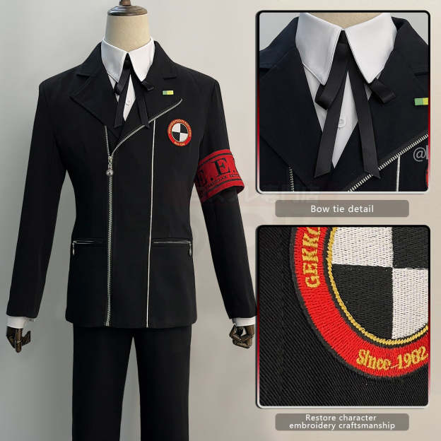 HOLOUN Game P3 Makoto Yuki Cosplay Costume Wig Gekkoukan High School Uniform Embroidery Suit Pants Shirt Daily Wearing Gift