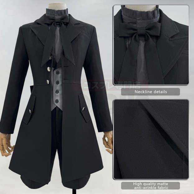 HOLOUN Butler Anime Ciel Phantomhive Cosplay Costume Black Coat Shorts Shirt Vest Animation Convention Halloween Christmas