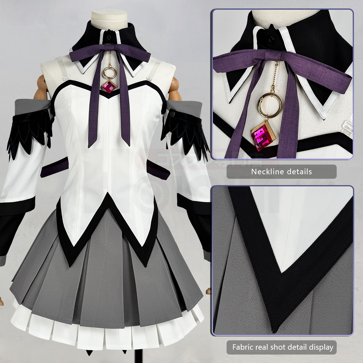 Pre-sale HOLOUN Homura Akemi Anime Puella Magi Madoka Magica Cosplay Costume Halloween Christmas Convention Party Top Skirt Headband