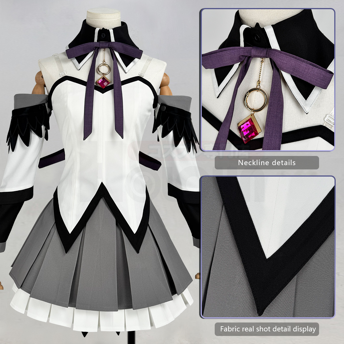 Pre-sale HOLOUN Homura Akemi Anime Puella Magi Madoka Magica Cosplay Costume Halloween Christmas Convention Party Top Skirt Headband