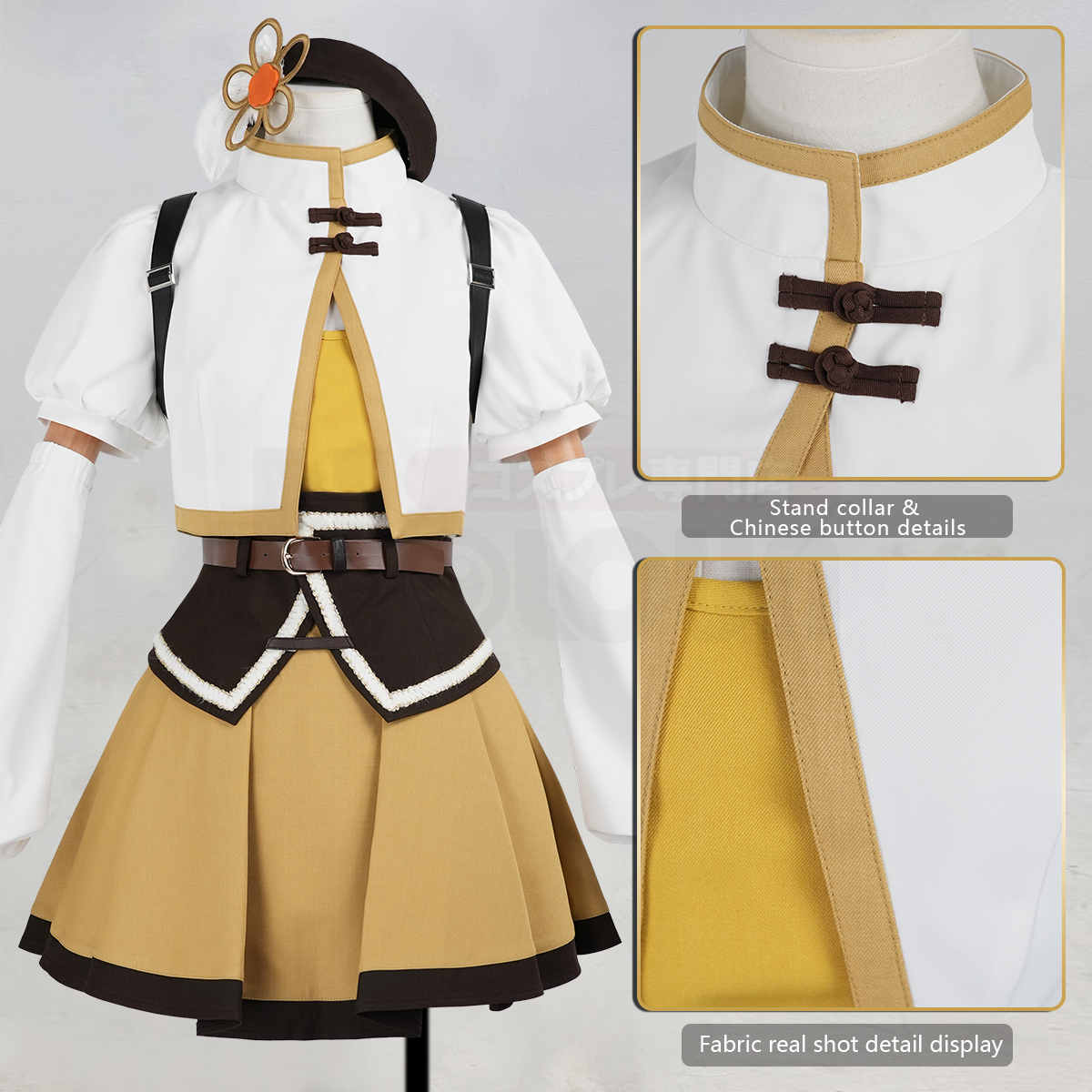 Pre-sale HOLOUN Mami Tomoe Anime Puella Magi Madoka Magica Cosplay Costume Halloween Christmas Party Convention Coat Top Skirt Hat