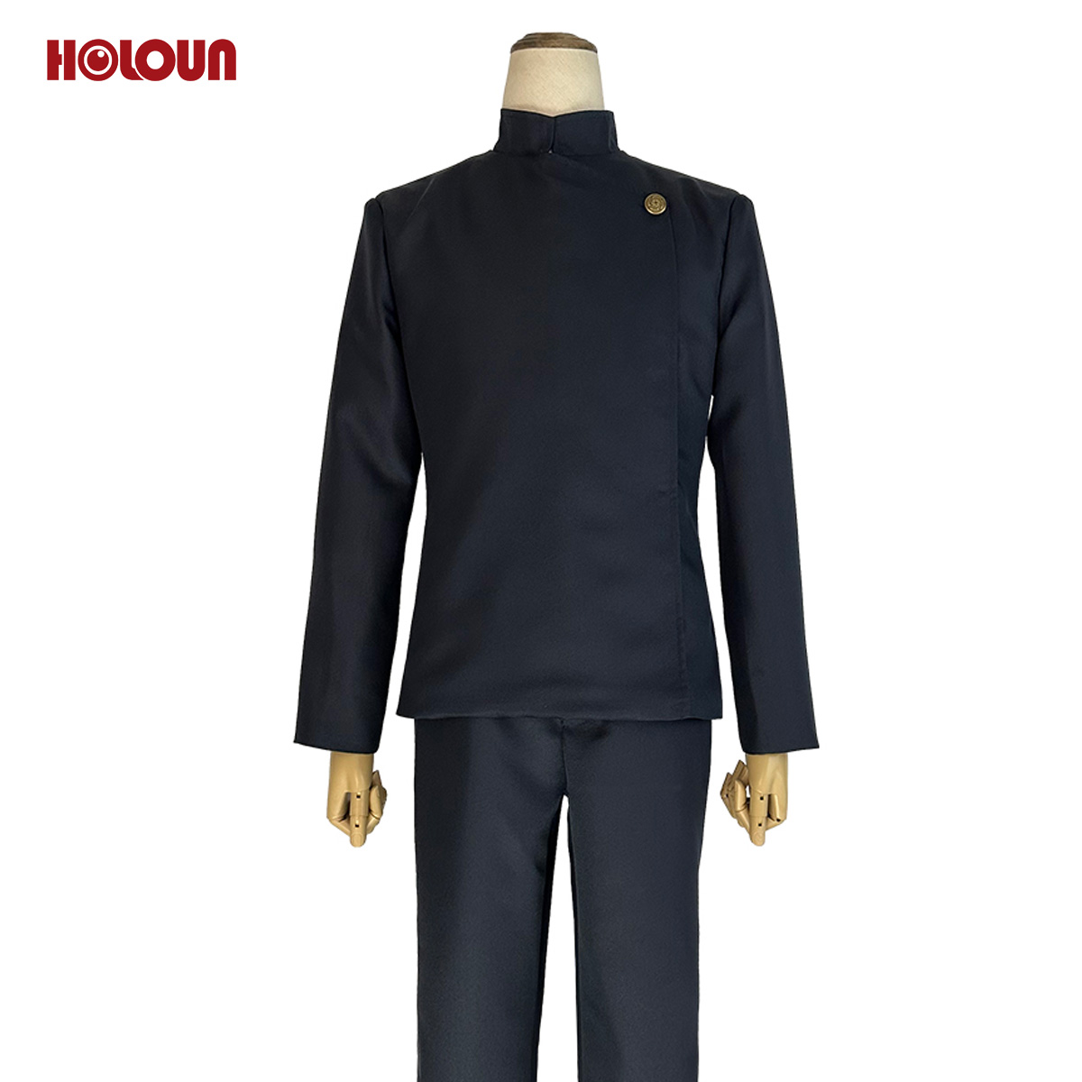 HOLOUN Jujutsu JJK Manga Anime Satoru Gojo Cosplay Costume Wig Dark Blue Jacket Pants Uniform Rose Net Halloween