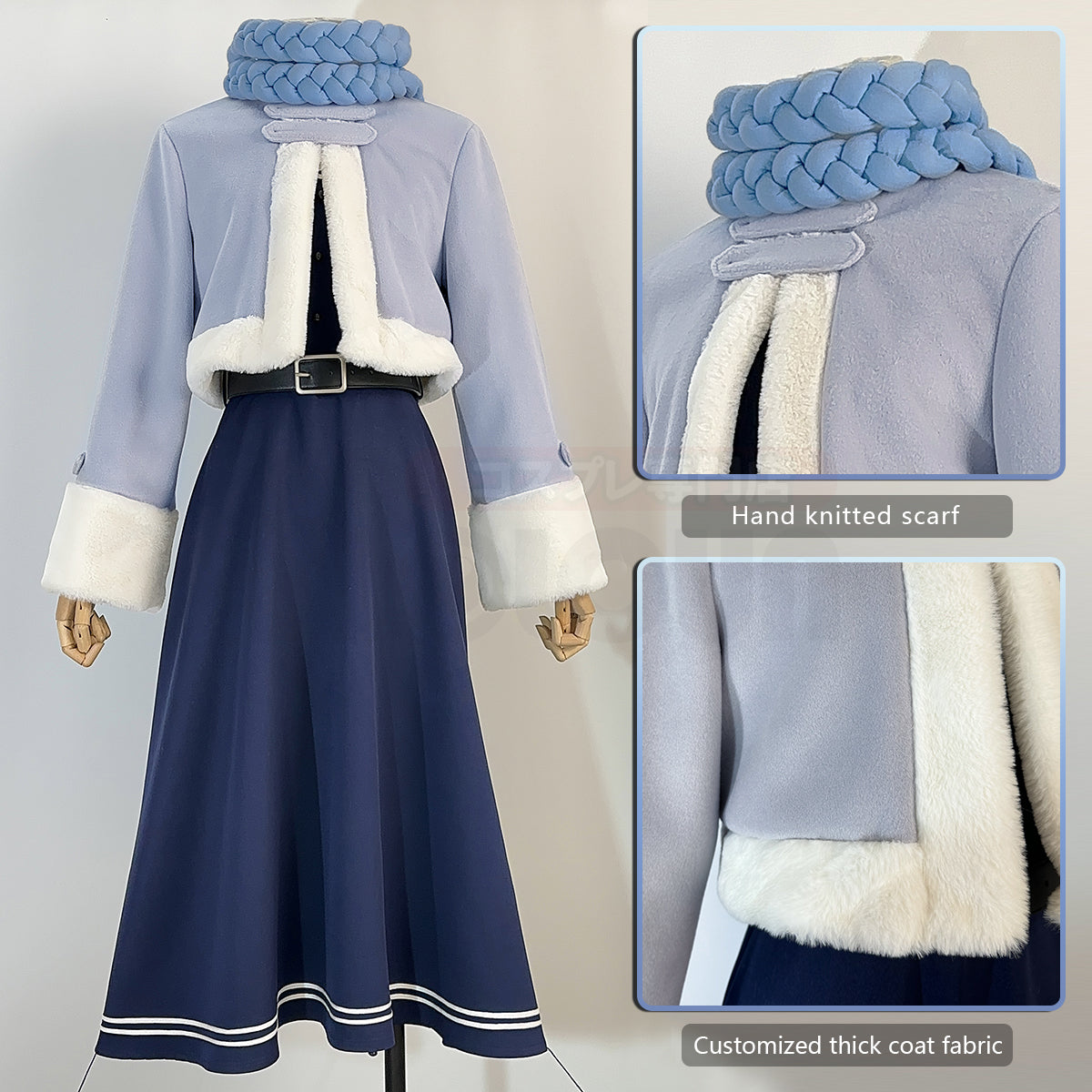 HOLOUN Frieren Beyond Journey's End Anime Fern Cosplay Costume Wig Winter Cape Dress Braid Scarf Halloween Christmas Convention