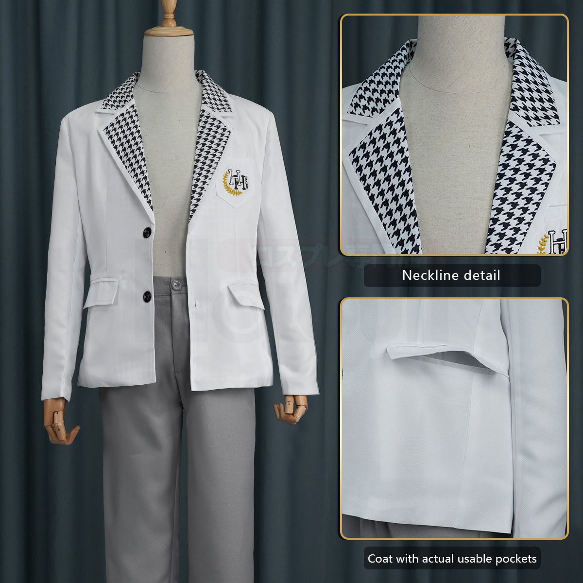 HOLOUN Anime Nagi Cosplay Costume Wig Black Hoodie DK School Uniform Embroidery Suit Pants Rose Net Synthetic Fibers