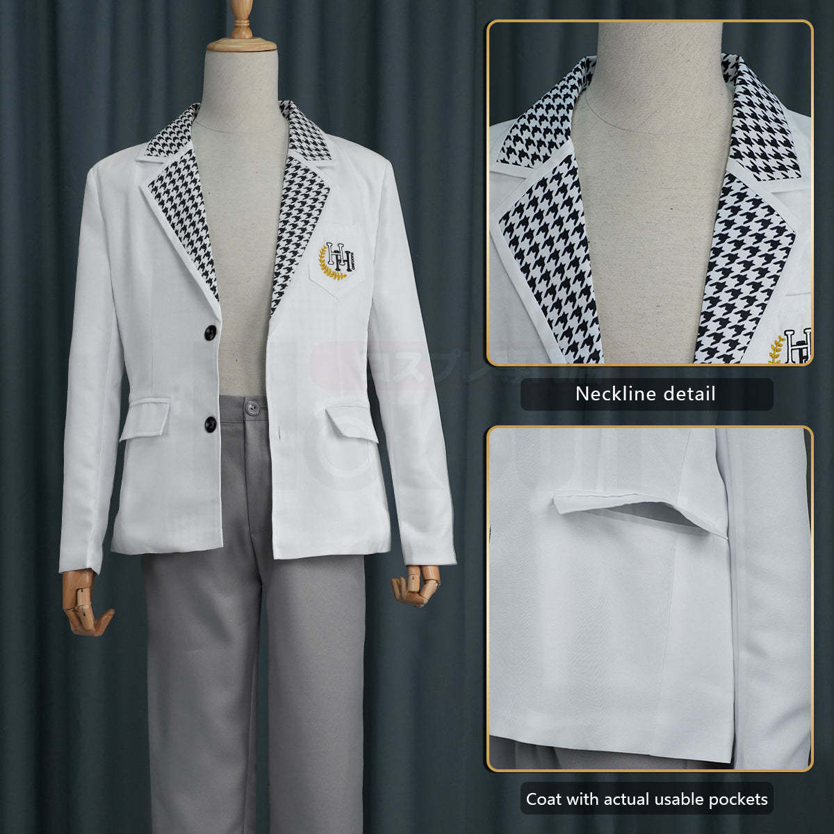 HOLOUN Anime Nagi Cosplay Costume Wig Black Hoodie DK School Uniform Embroidery Suit Pants Rose Net Synthetic Fibers