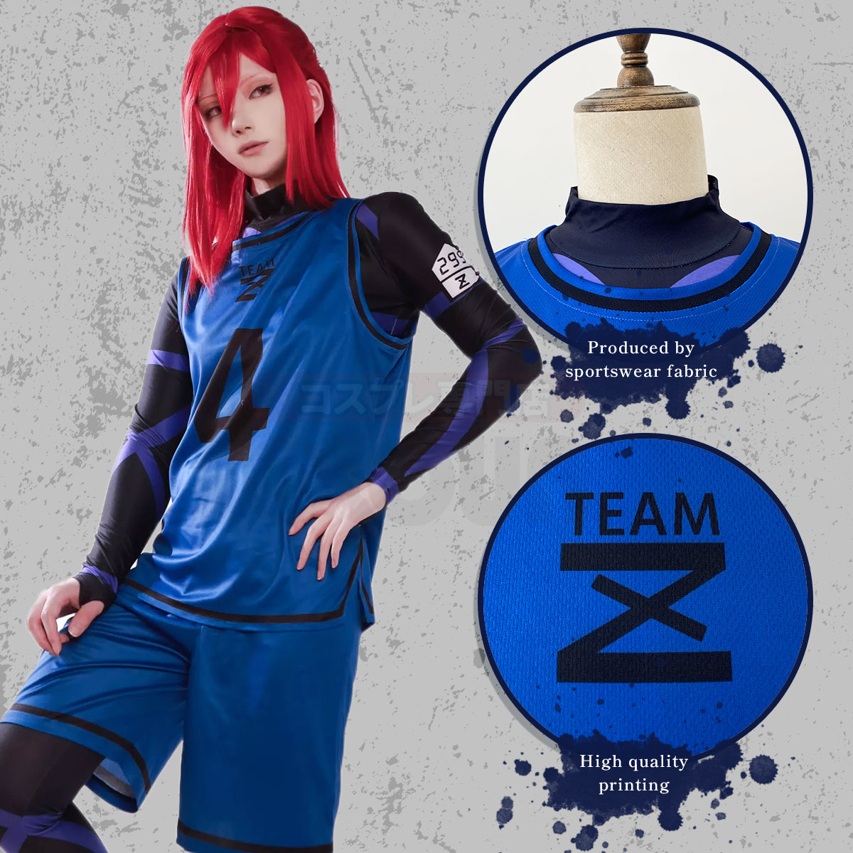HOLOUN Blue Lock Anime Cosplay Costume No.4 Chigiri T-shirt Football Soccer Training Uniform Halloween Christmas Gift New