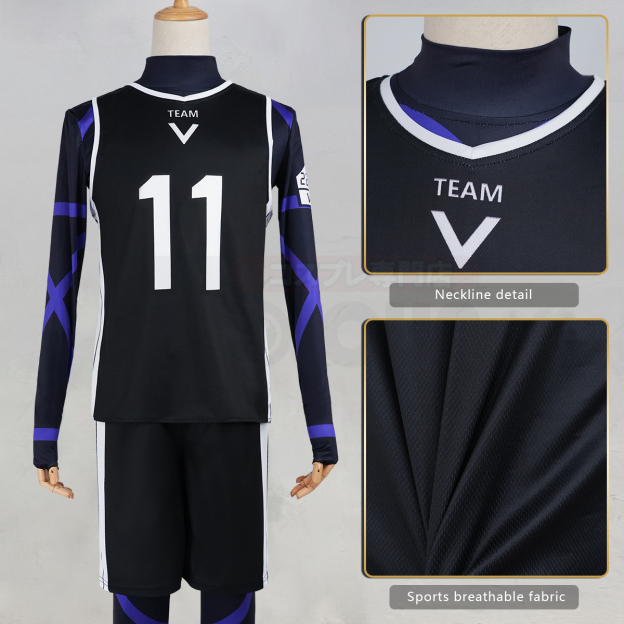 HOLOUN Blue Lock Anime Nagi Cosplay Costume Wig Jersey No.11 Black T-shirt Football Soccer Training Uniform Halloween Christmas
