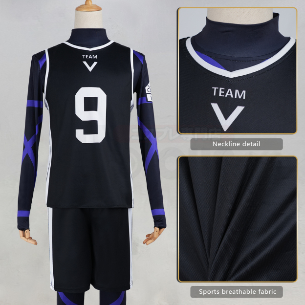 HOLOUN Anime Reo Cosplay Costume Wig Jersey No.9 Black T-shirt Football Soccer Training Uniform Halloween Christmas