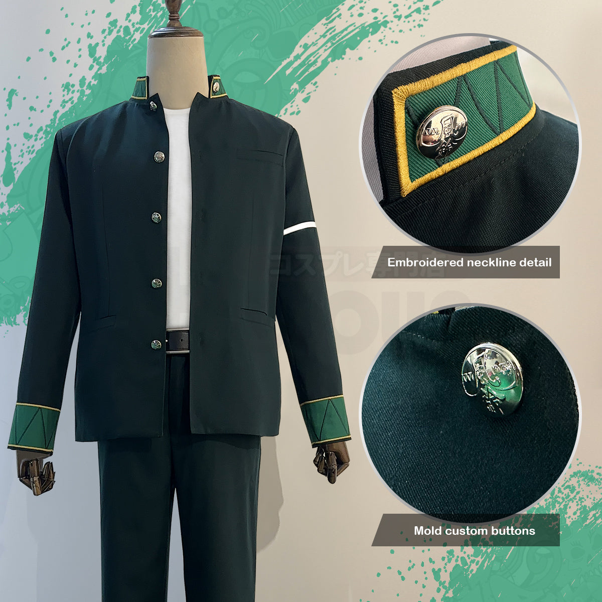 HOLOUN Wind Breaker Anime Haruka Sakura Cosplay Costume Wig School Uniform Jacket Pants White T-shirt