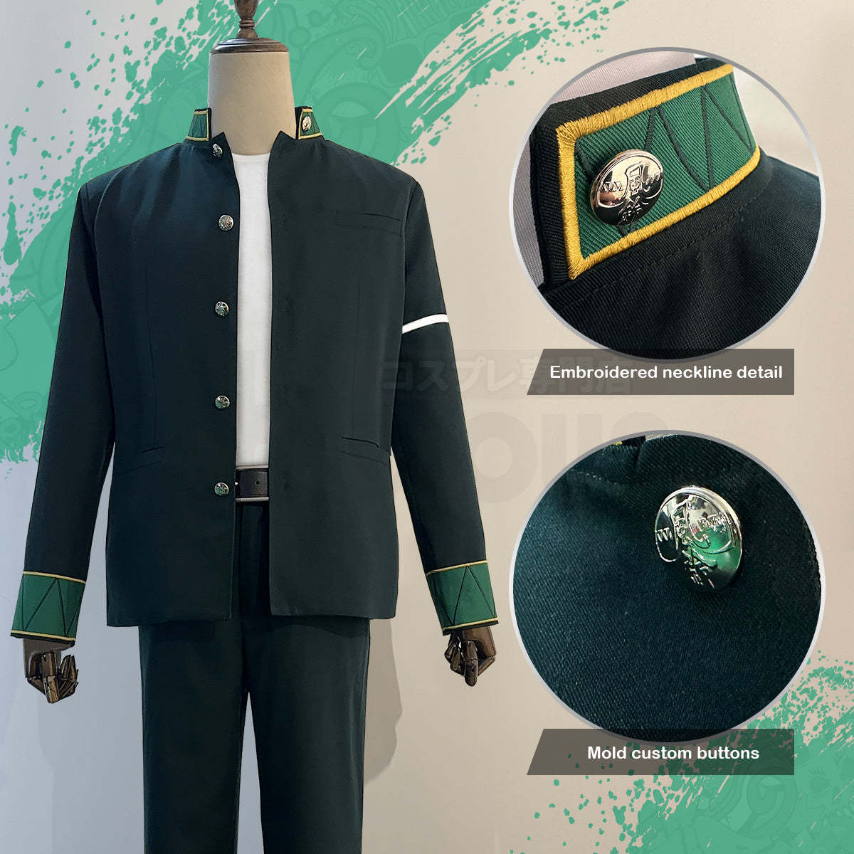 HOLOUN Wind Breaker Anime Haruka Sakura Cosplay Costume Wig School Uniform Jacket Pants White T-shirt