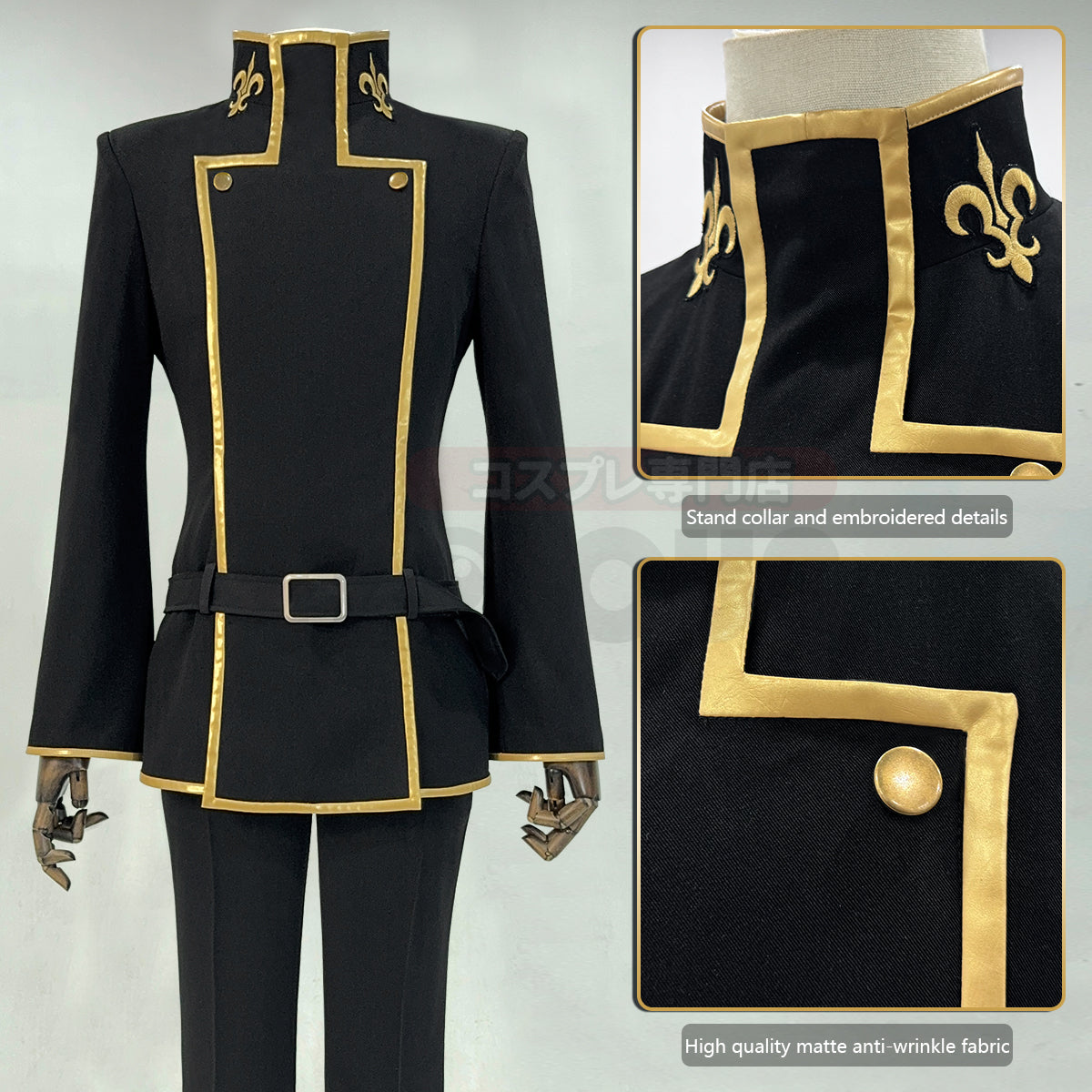 HOLOUN Anime Lelouch Lamperouge Cosplay Costume Black Jacket Pants Belt Halloween Christmas