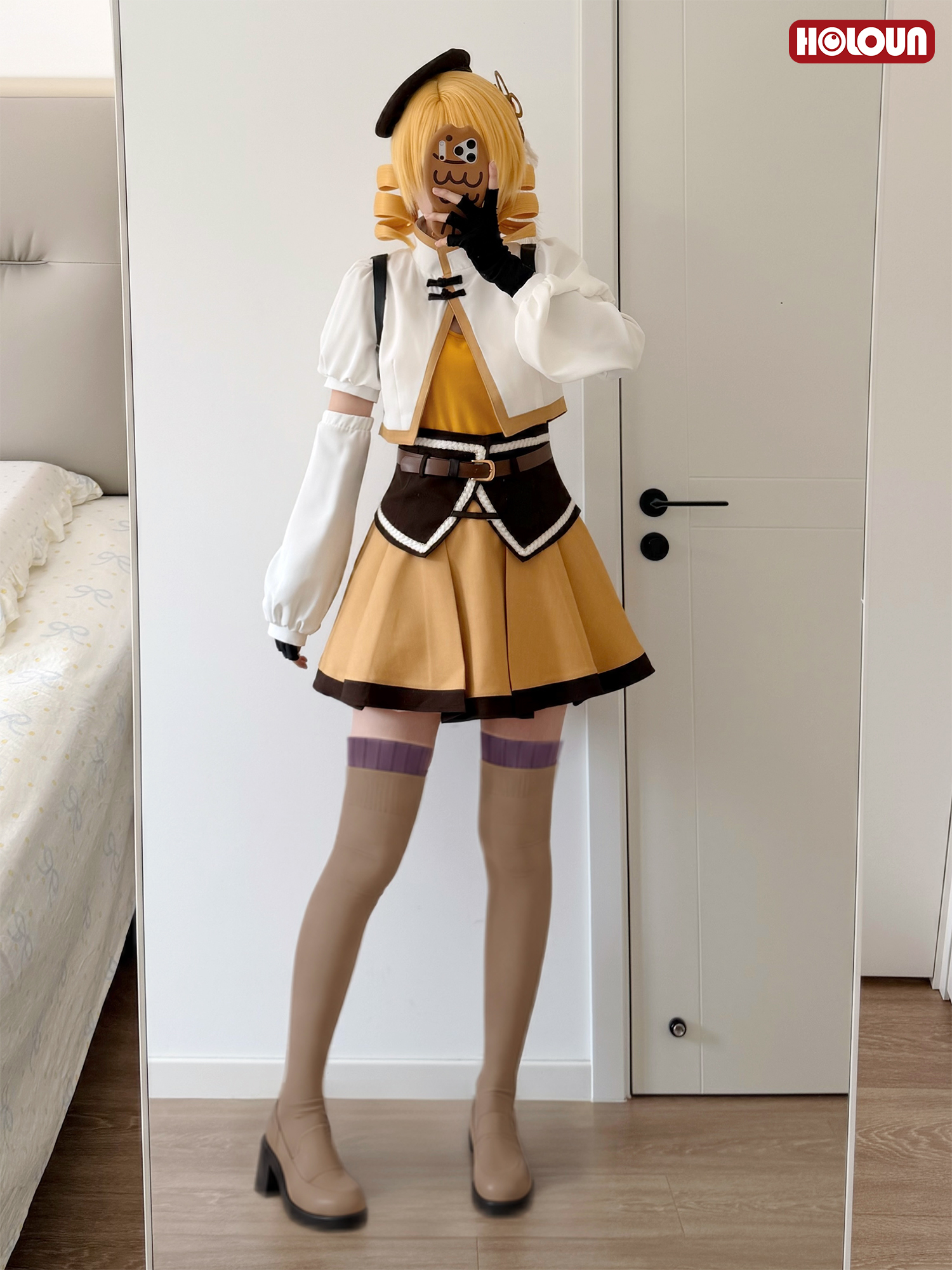 Pre-sale HOLOUN Mami Tomoe Anime Puella Magi Madoka Magica Cosplay Costume Halloween Christmas Party Convention Coat Top Skirt Hat