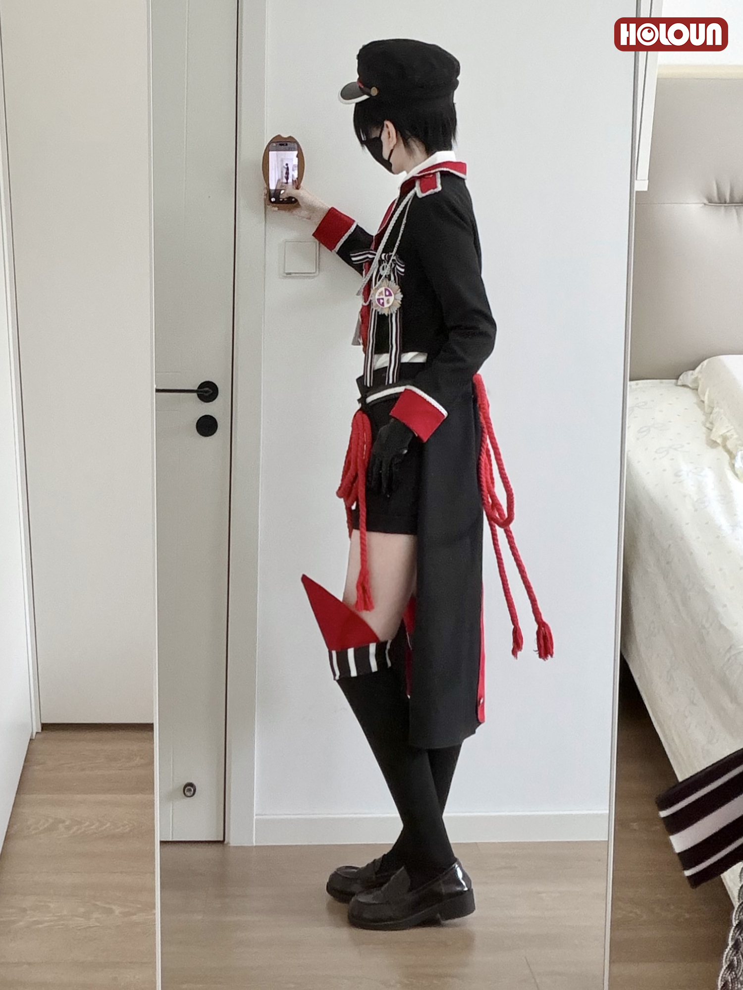 HOLOUN Toilet-Bound Hanako-kun Anime Hanako-kun Yugi Amane Cosplay Costume Coat Shirt Shorts Belt Stickers Hat Chest Decorations