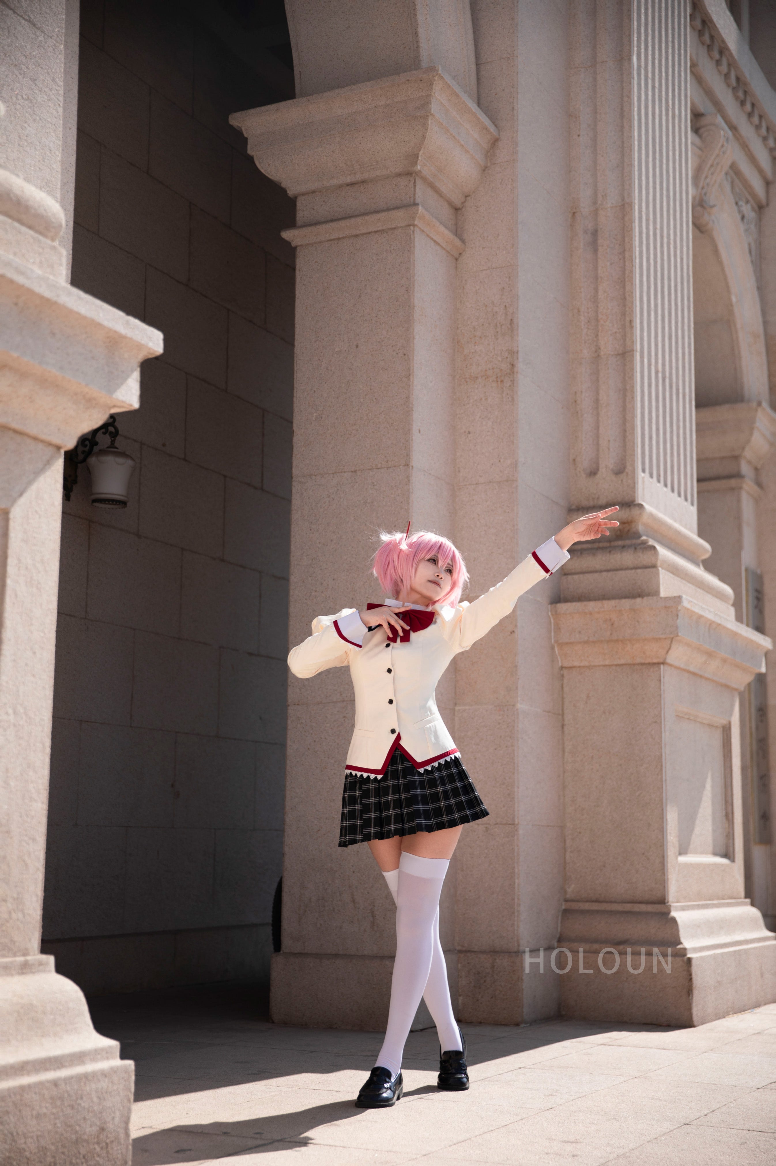 HOLOUN Puella Magi Madoka Magica Anime Kaname Madoka Cosplay Costume White Black Shirt Jk Skirt Akemi Homura Tomoe Mami Miki Sayaka Sakura Kyoko