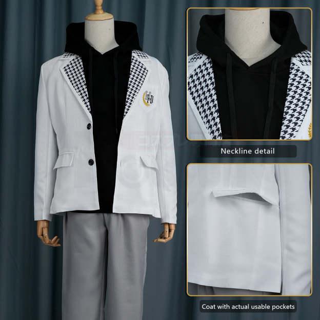 HOLOUN Anime Nagi Cosplay Costume Wig Black Hoodie DK School Uniform Embroidery Suit Pants Rose Net Synthetic Fibers