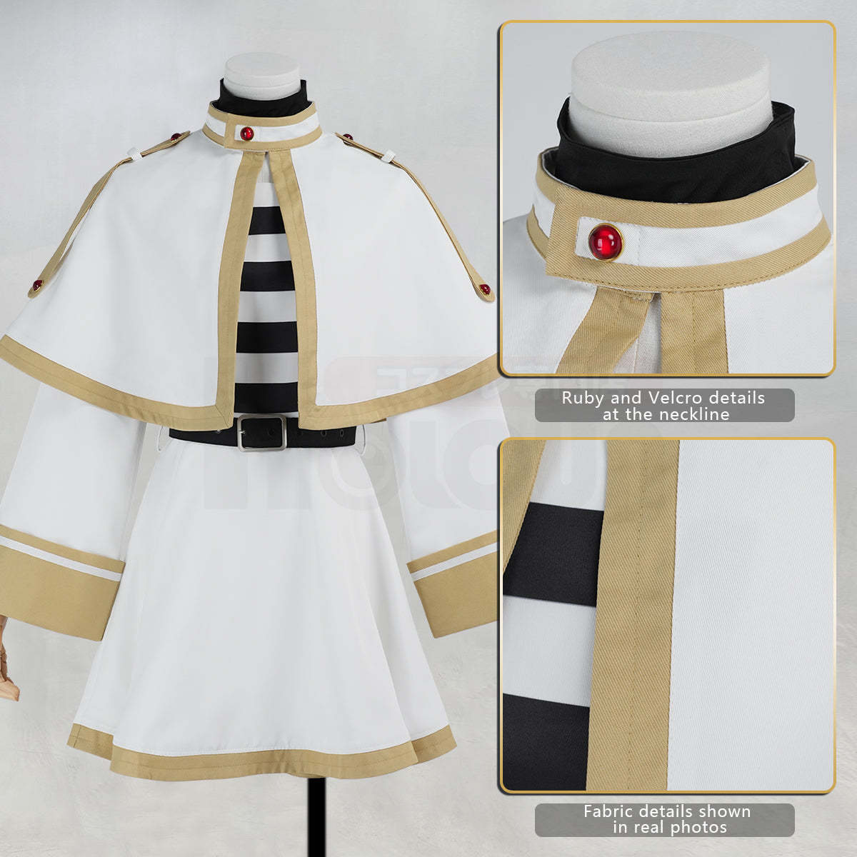 HOLOUN Frieren Beyond Journey's End Anime Frieren Cosplay Costume Shawl Cloak Dress Wig Grey Ponytail Rose Net Halloween Christmas