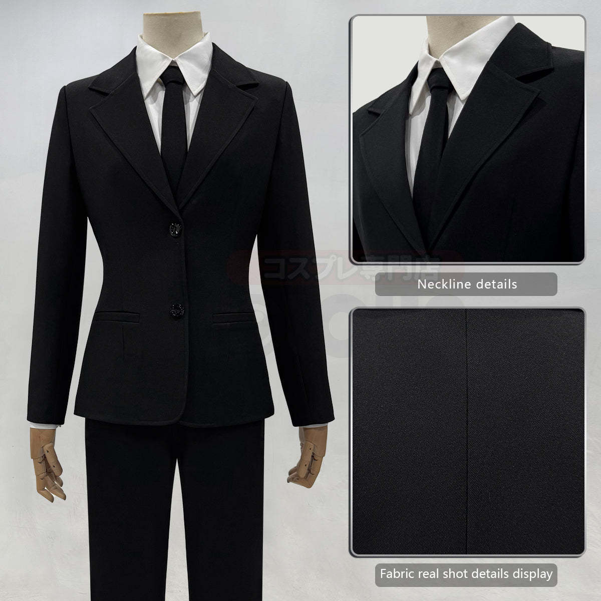 HOLOUN Chainsaw Anime Denj Aki Cosplay Costume Wig Halloween Christmas Convention Black Suit Shirt Pant Tie Daily