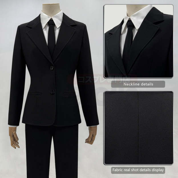 HOLOUN Chainsaw Anime Denj Aki Cosplay Costume Wig Halloween Christmas Convention Black Suit Shirt Pant Tie Daily