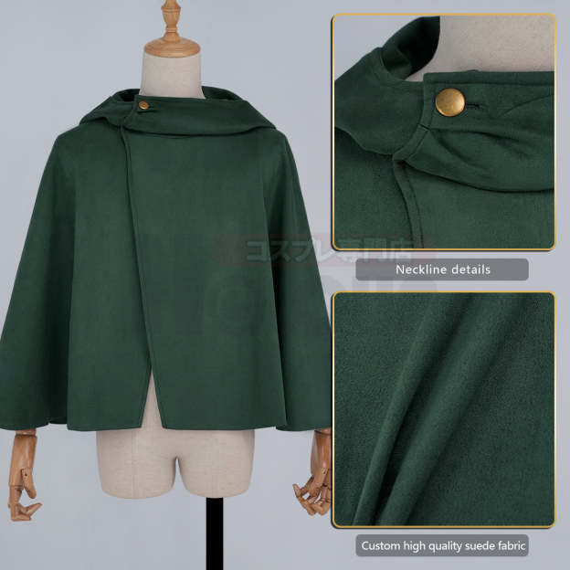 HOLOUN Anime Levi Eren Jaeger Mikasa Ackerman Armin Arlert Hanji Cosplay Costume Embroidery Green Black Cloak Halloween