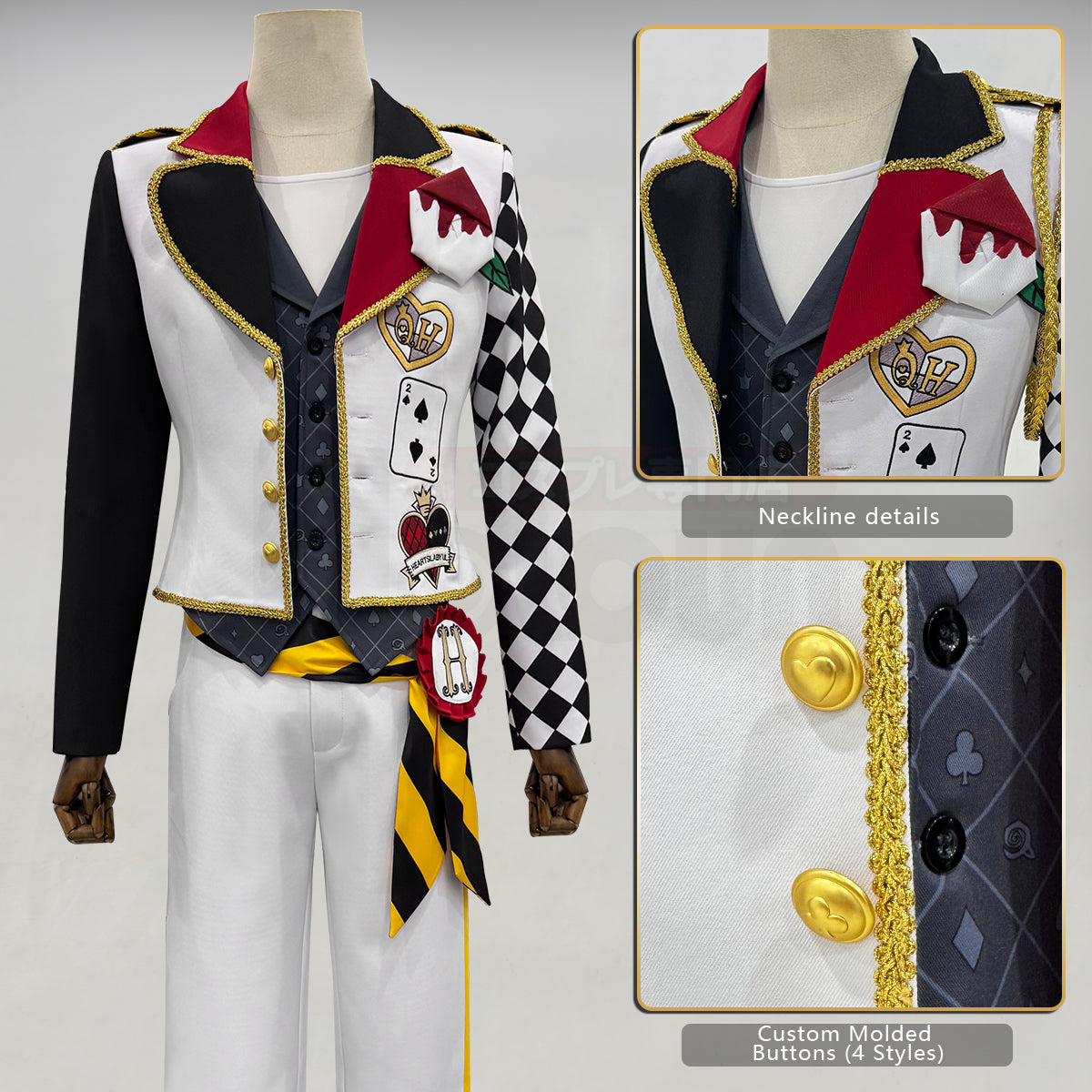 HOLOUN Twisted Game ‌Heartslabyul Cater Ace Trey Deuce Cosplay Costume Jacket Grey Red Vest Shirt Pants Convention Halloween Christmas