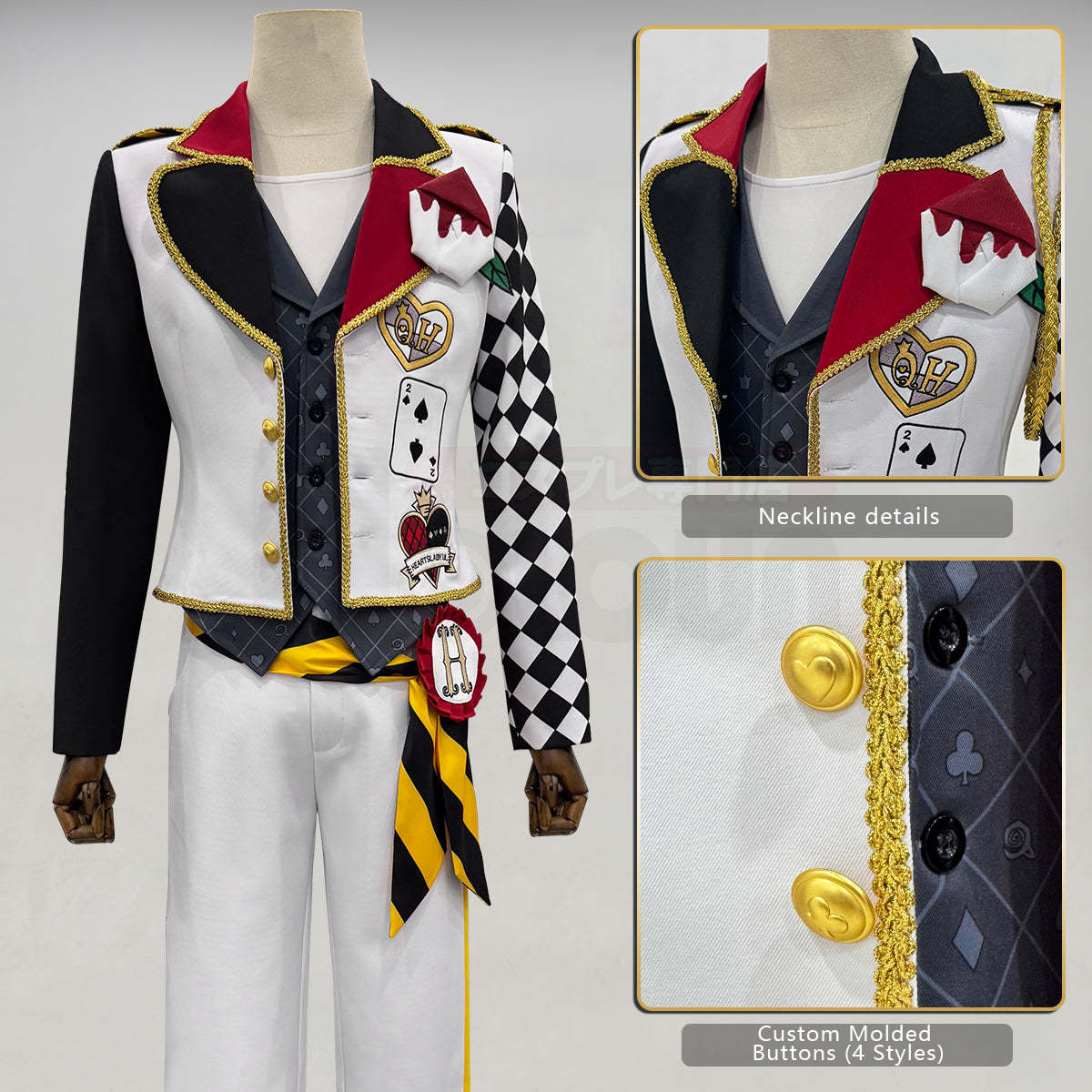 HOLOUN Twisted Game ‌Heartslabyul Cater Ace Trey Deuce Cosplay Costume Jacket Grey Red Vest Shirt Pants Convention Halloween Christmas