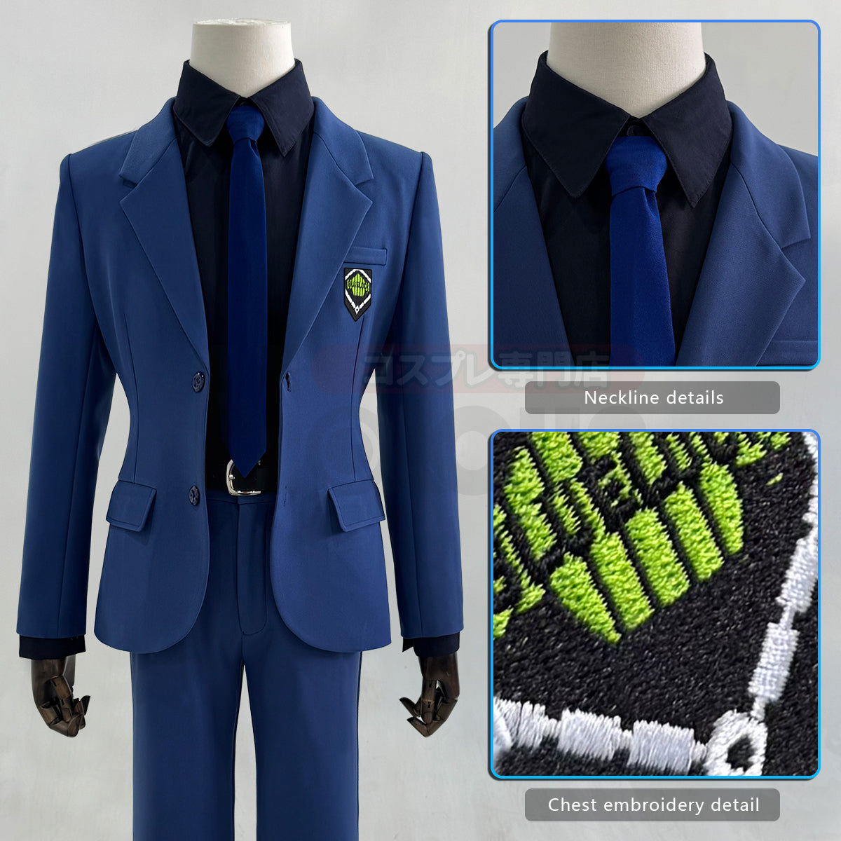 HOLOUN Anime Chigiri Rin Itoshi Isagi Bachira Hiori Reo Mikage Nagi Cosplay Costume Blue Suit Pants Tie Black Shirt