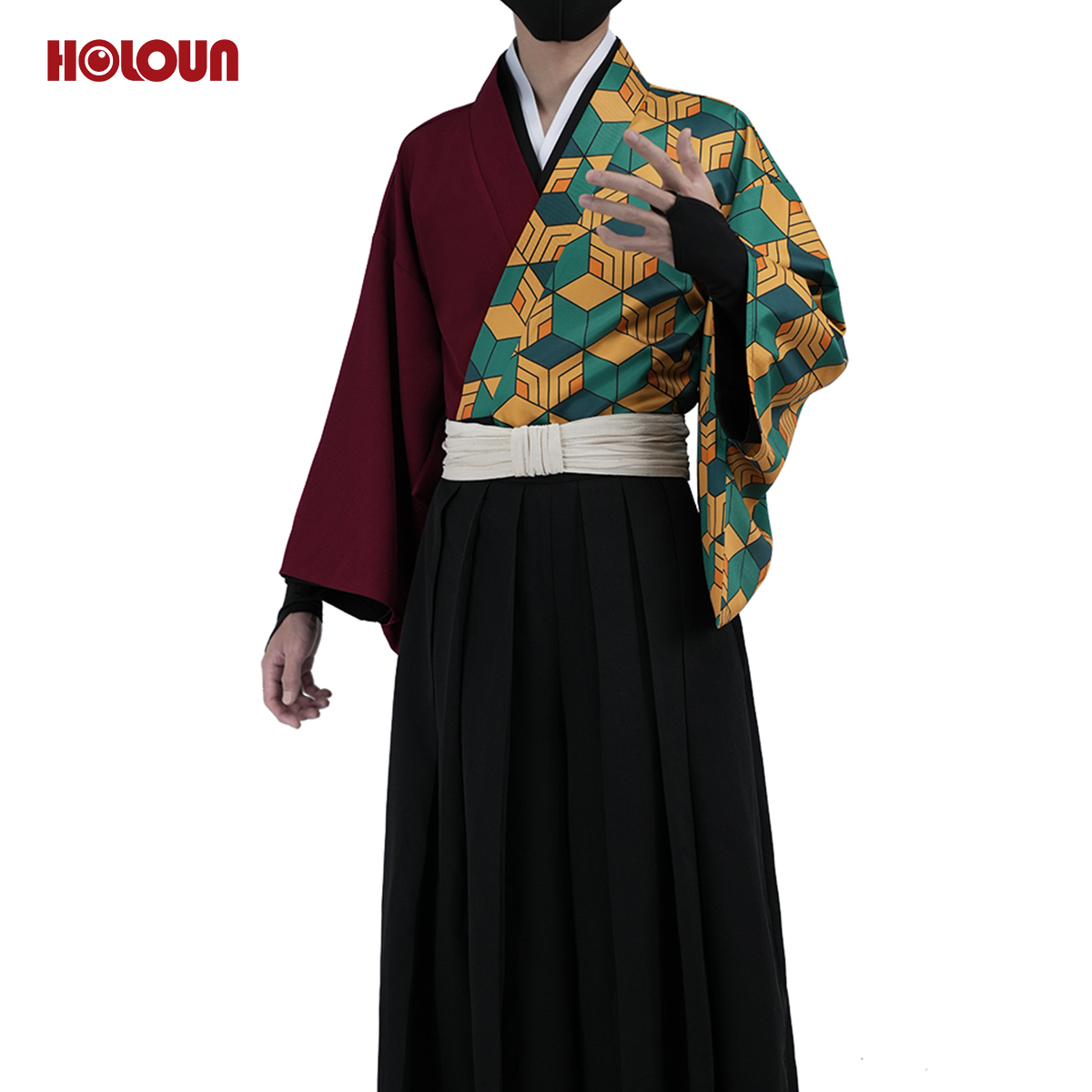 HOLOUN Anime Tomioka Giyuu Cosplay Costume Wig Haori Top Pants Convention Halloween Christmas