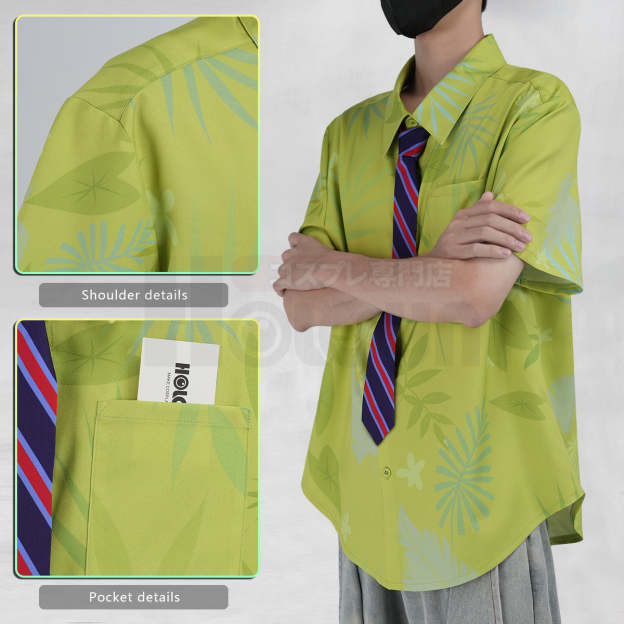 HOLOUN Zoo Movie Nick Wilde Cosplay Costume Pink Green Shirt Tie Halloween Christmas Animation Convention Unisex Adult Daily Wear