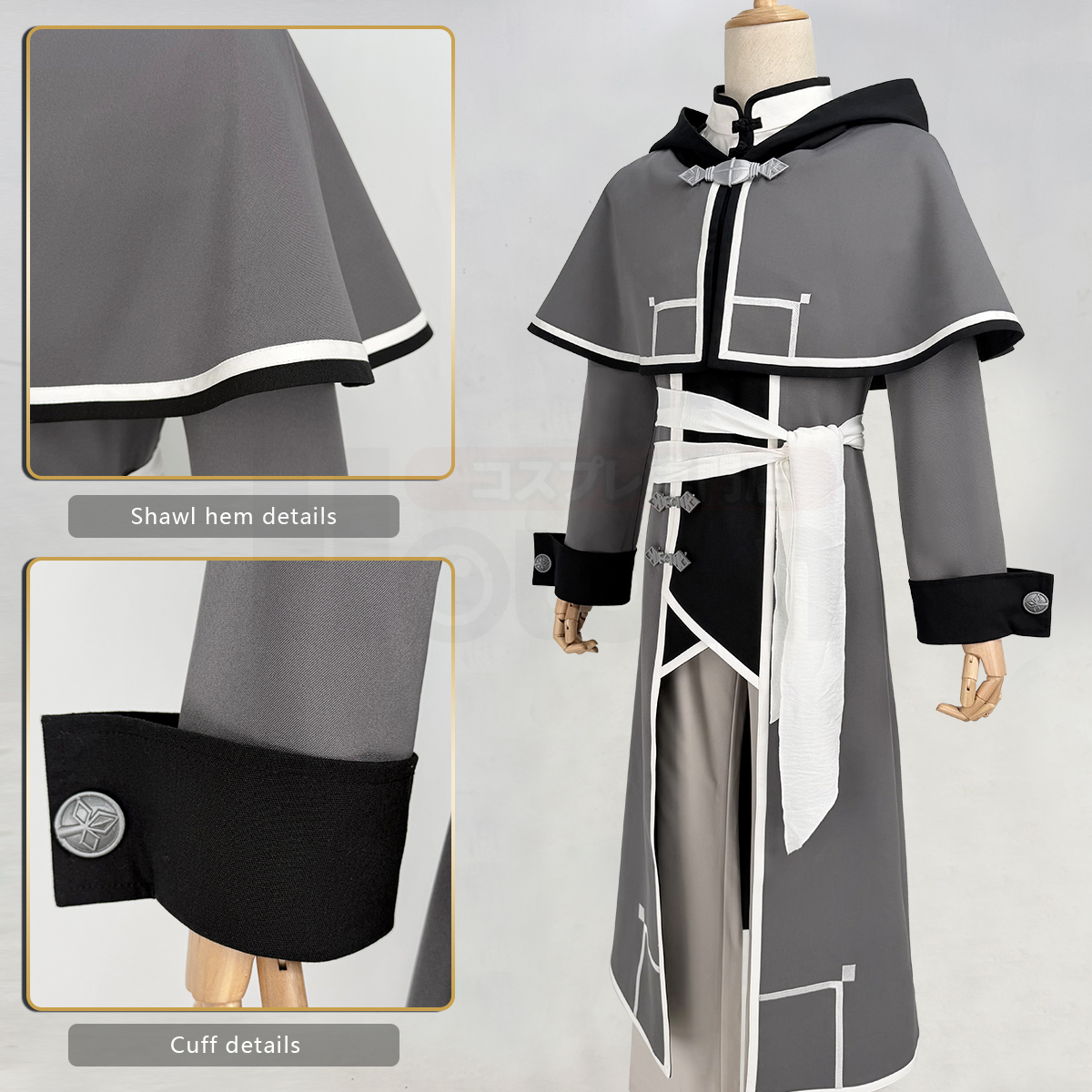 Pre-sale HOLOUN Rudeus Greyrat Anime Mushoku Tensei Cosplay Costume Gray Mage Robe Halloween Christmas Convention Coat Shawl Shirt