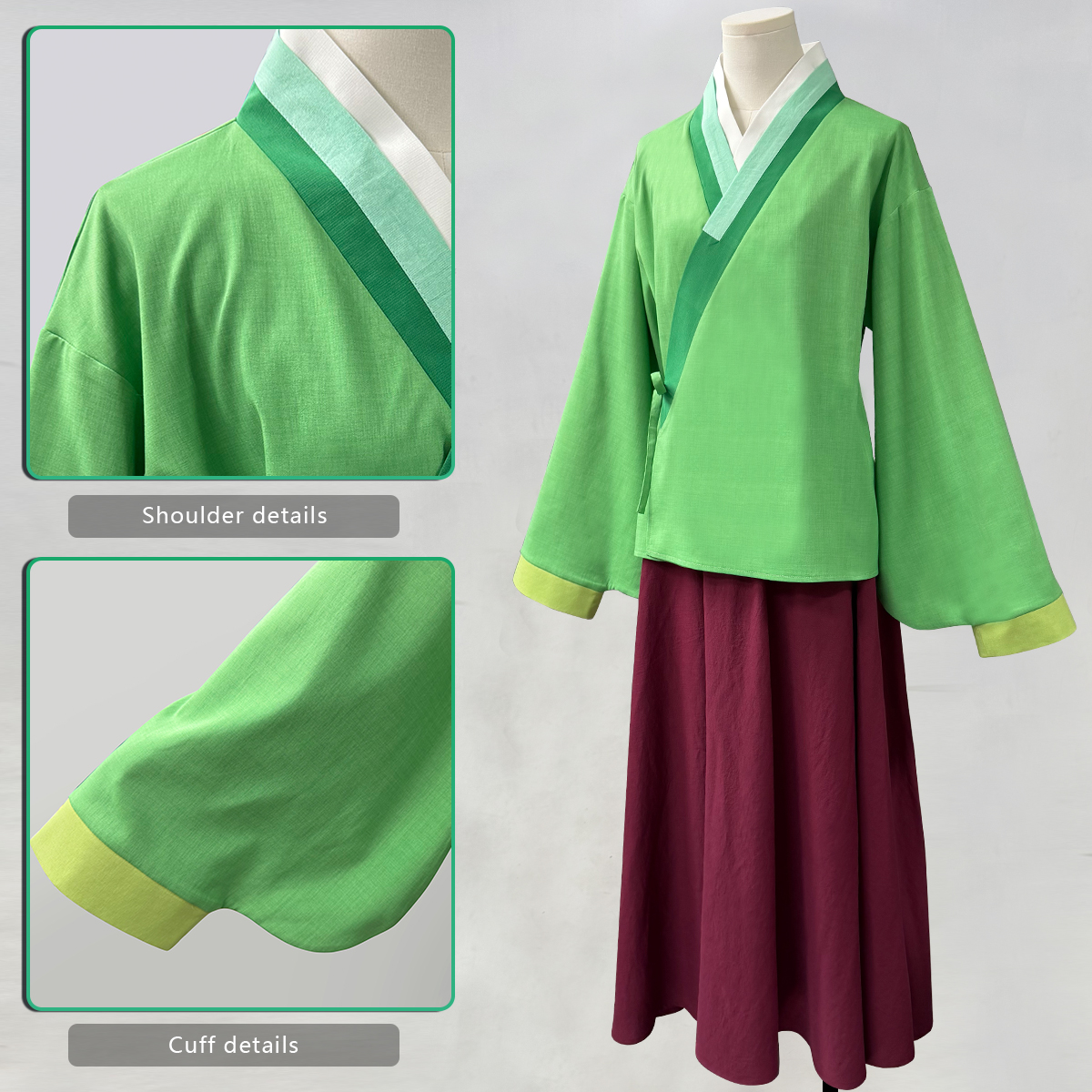 Pre-sale HOLOUN Maomao Latest Version Cosplay Costume Wig The Apothecary Anime Elastic Skirt Green Top Convention Halloween Christmas