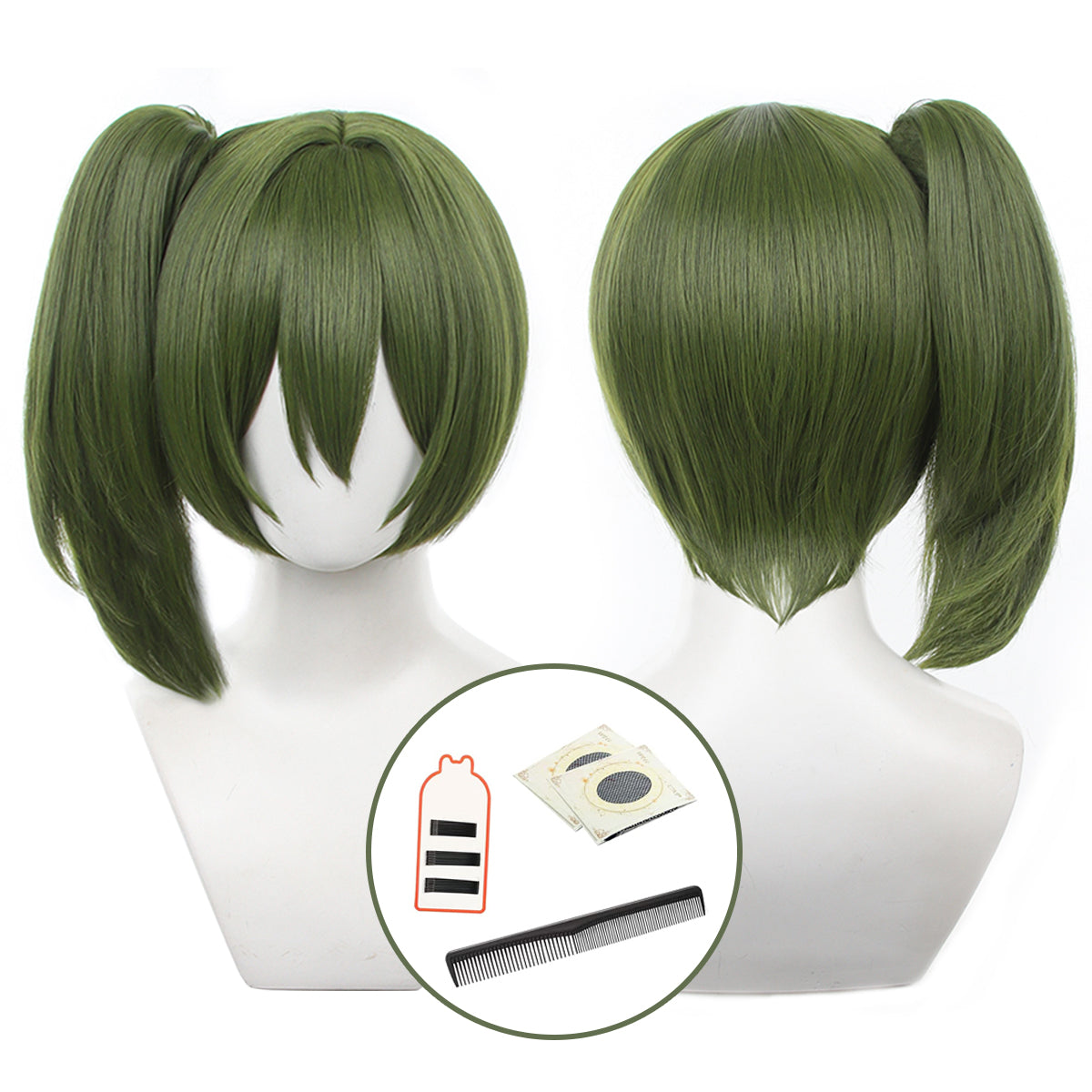 HOLOUN Frieren Beyond Journey's End Anime Ubel Laufen Cosplay Wig Removable Ponytail Rose Net Synthetic Fiber Adjustable Size