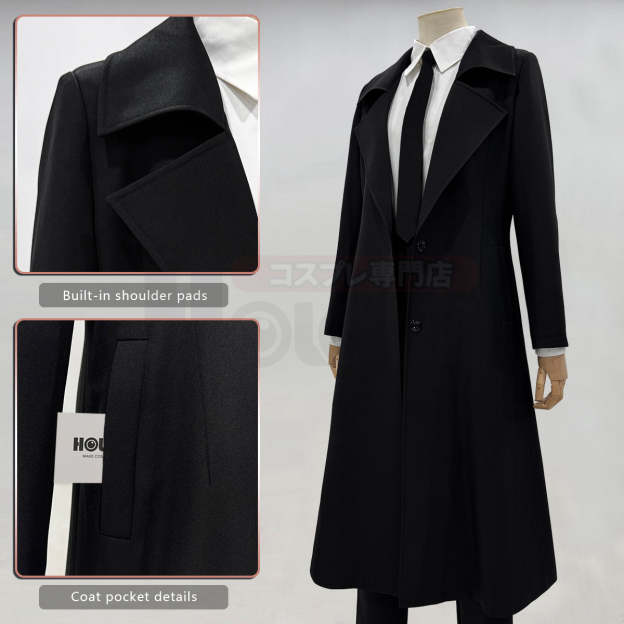 HOLOUN Chainsaw Anime Makima Cosplay Costume Wig White Shirt Black Coat Pant Tie Halloween Christmas Convention Daily Wear