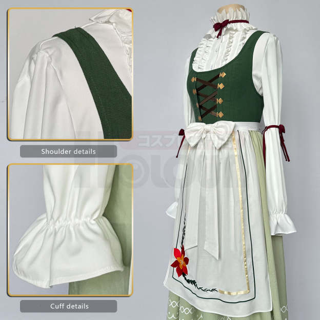 HOLOUN Frieren Beyond Journey's End Anime Fern Cosplay Costume Dress Shirt Embroidery Apron Handkerchief Headscarf Daily Wear