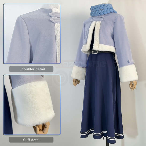 HOLOUN Frieren Beyond Journey's End Anime Fern Cosplay Costume Wig Winter Cape Dress Braid Scarf Halloween Christmas Convention