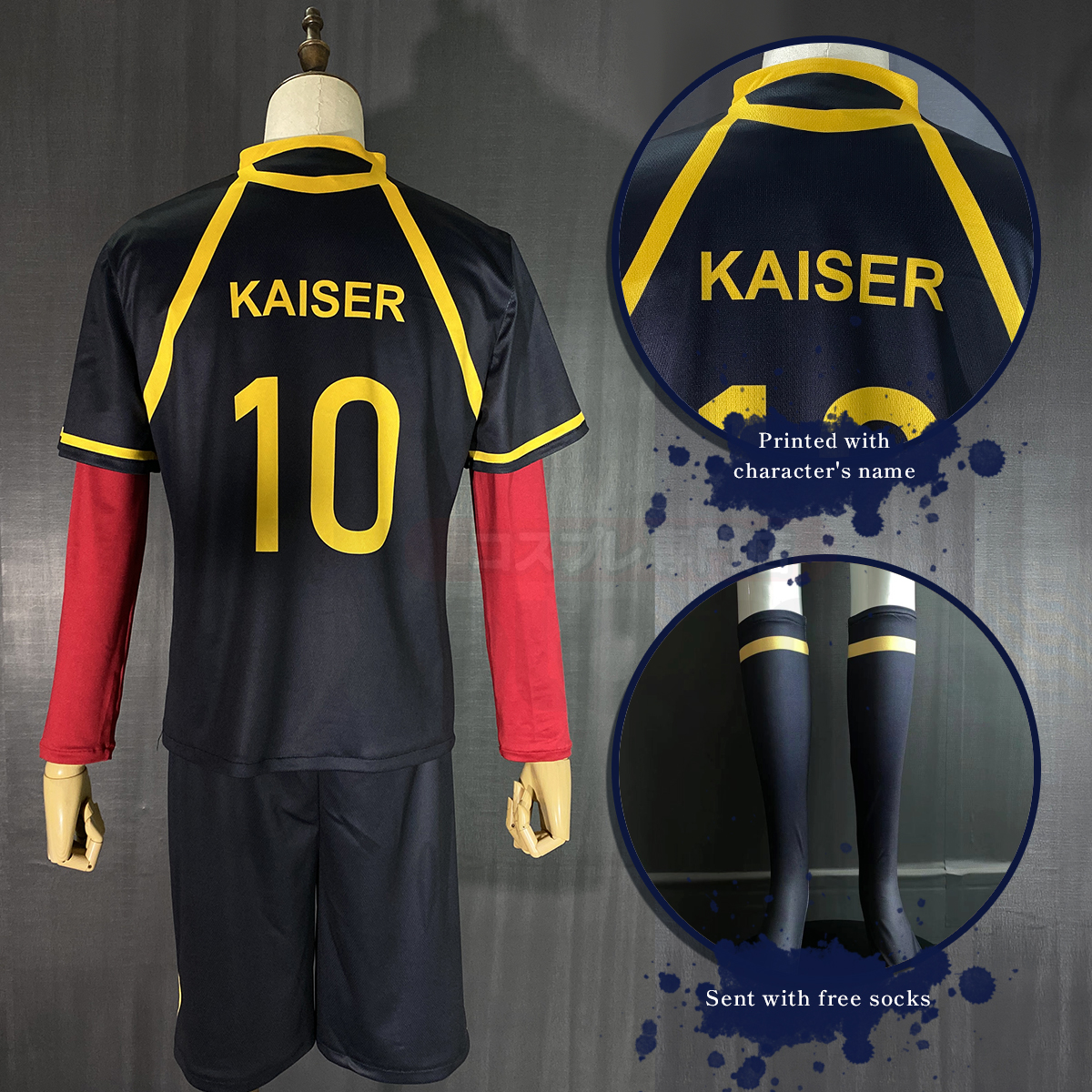 Pre-Sale HOLOUN Ness Kaiser Isagi Anime Cosplay Costume Bastard Munchen Embroidery Football Jersey Uniform Halloween Convention Christmas