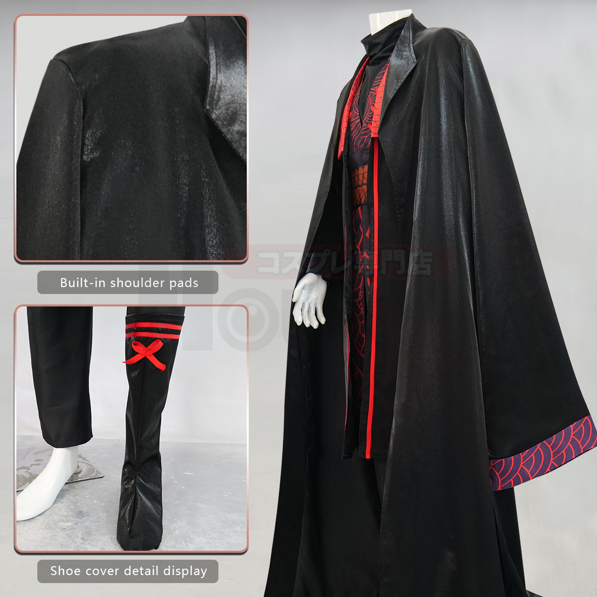 HOLOUN Jia Qiu Game Limbus Company Cosplay Costume Halloween Christmas Convention Party Gift Black Red Cape Pants
