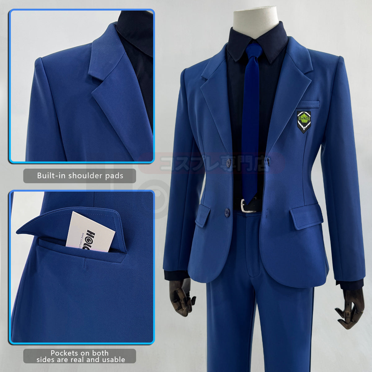 HOLOUN Anime Chigiri Rin Itoshi Isagi Bachira Hiori Reo Mikage Nagi Cosplay Costume Blue Suit Pants Tie Black Shirt