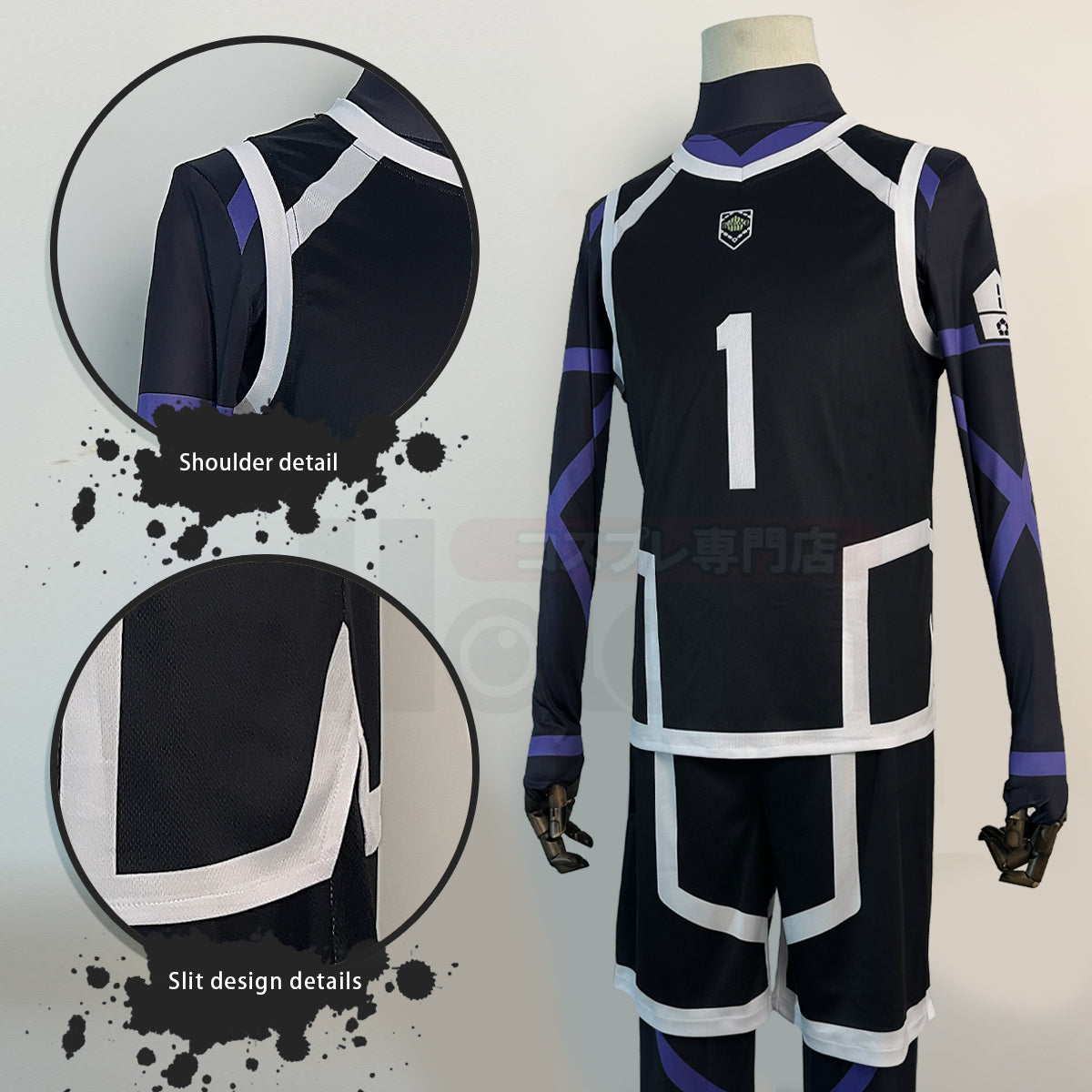HOLOUN Anime Rin Itoshi Cosplay Costume Wig NO.1 Training Jerseys 4PCS Football Uniform Daily Wear Cos Gift
