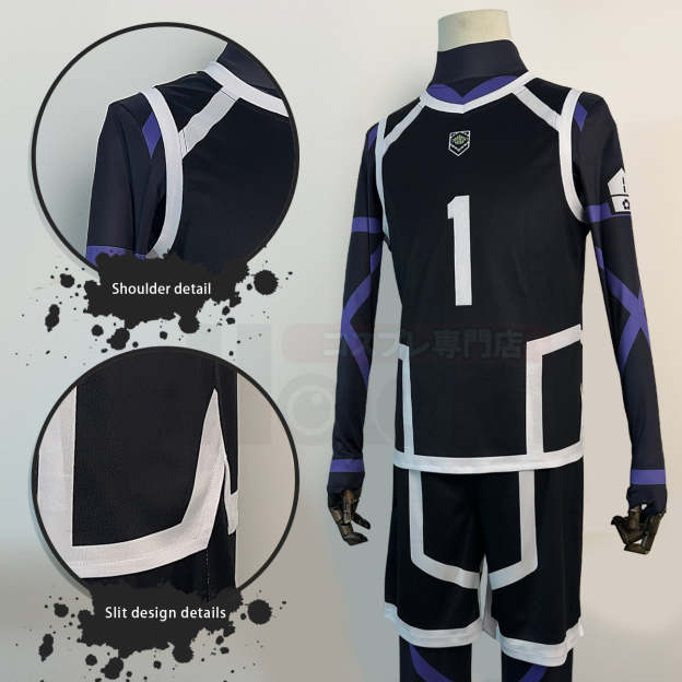 HOLOUN Anime Rin Itoshi Cosplay Costume Wig NO.1 Training Jerseys 4PCS Football Uniform Daily Wear Cos Gift