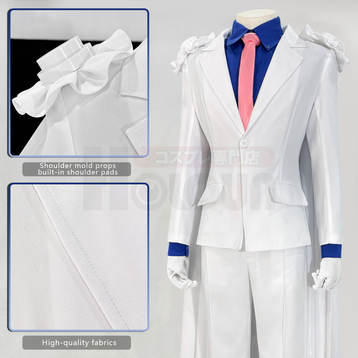 HOLOUN Anime Kuroba Kaito Cosplay Costume White Cloak Suit Pants Dark Blue Shirt Red Tie Halloween Christmas