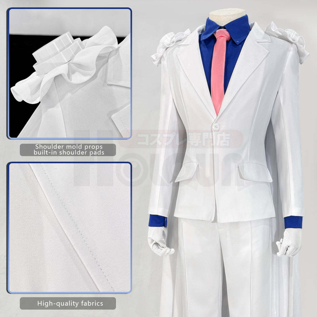 HOLOUN Anime Kuroba Kaito Cosplay Costume White Cloak Suit Pants Dark Blue Shirt Red Tie Halloween Christmas
