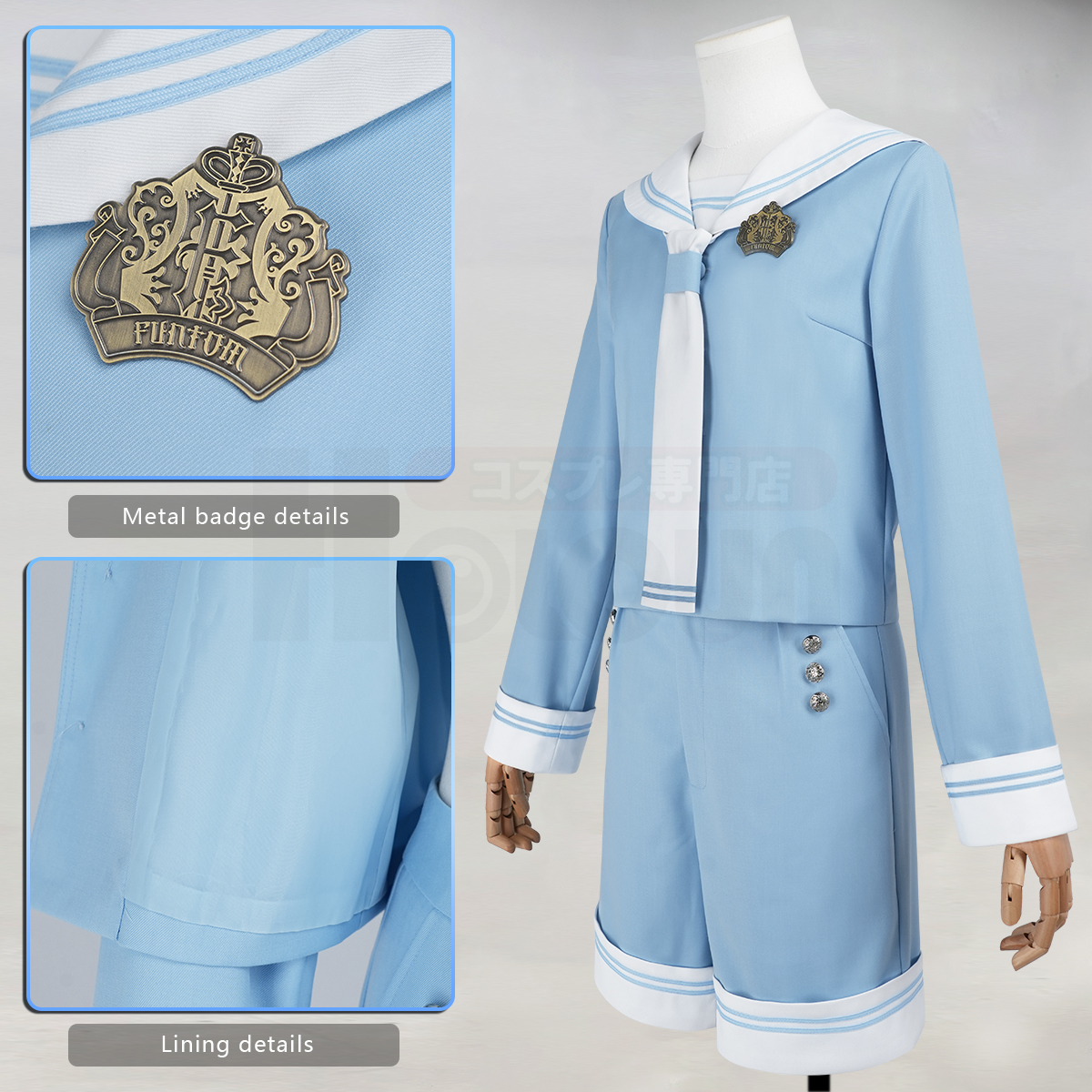 Pre-sale HOLOUN Ciel Phantomhive Anime Cosplay Costume Convention Halloween Christmas Sailor Outfit Top Shorts Hat Badge