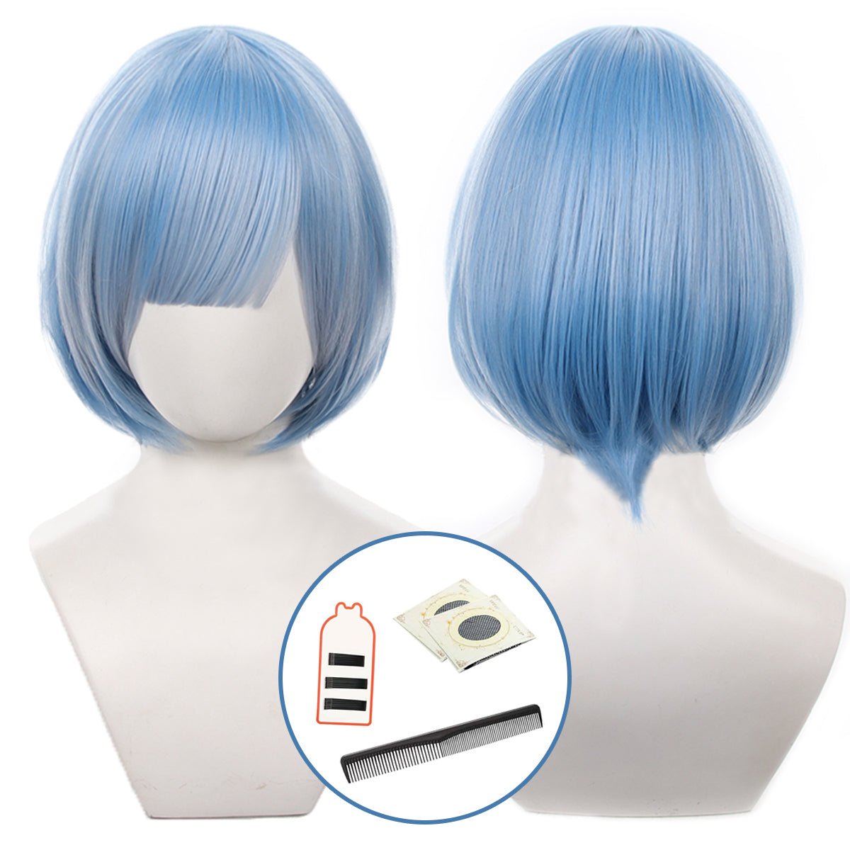 HOLOU Anime Rem Cosplay Wig Rose Net Synthetic Fiber Adjustable Size Heat Resistant