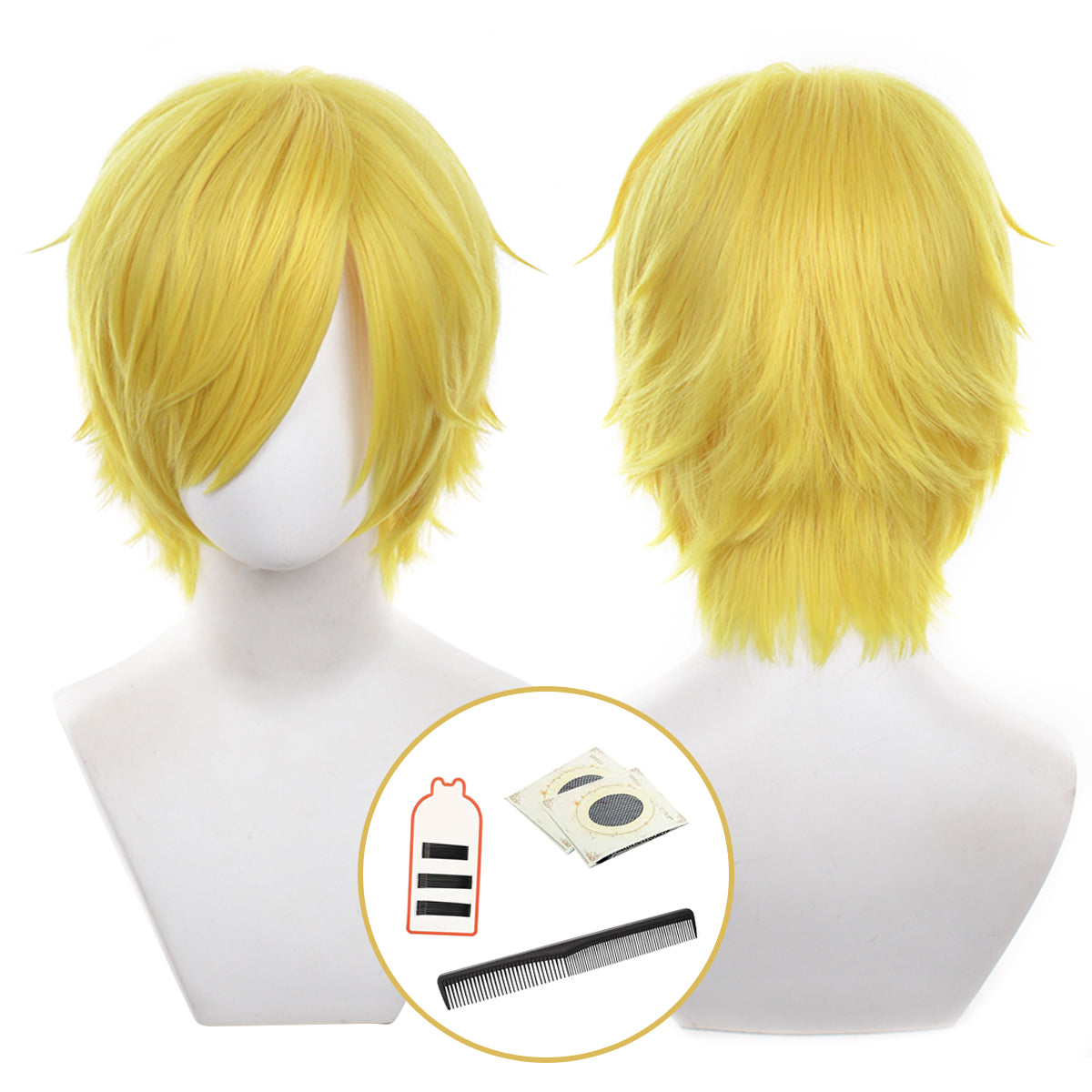 HOLOUN ONE Anime Sanji Cosplay Costume Wig Black Double-Breasted Suit Pants Blue Shirt Daily Wear Cos Convention